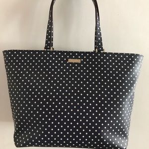 Large Kate Spade navy and white polka dot PVC purse